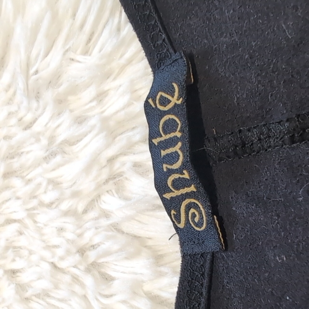 Y2K Vintage Suede Black & Tan Elbow Patch Front Pocket Colorblock Dress - Picture 5 of 9